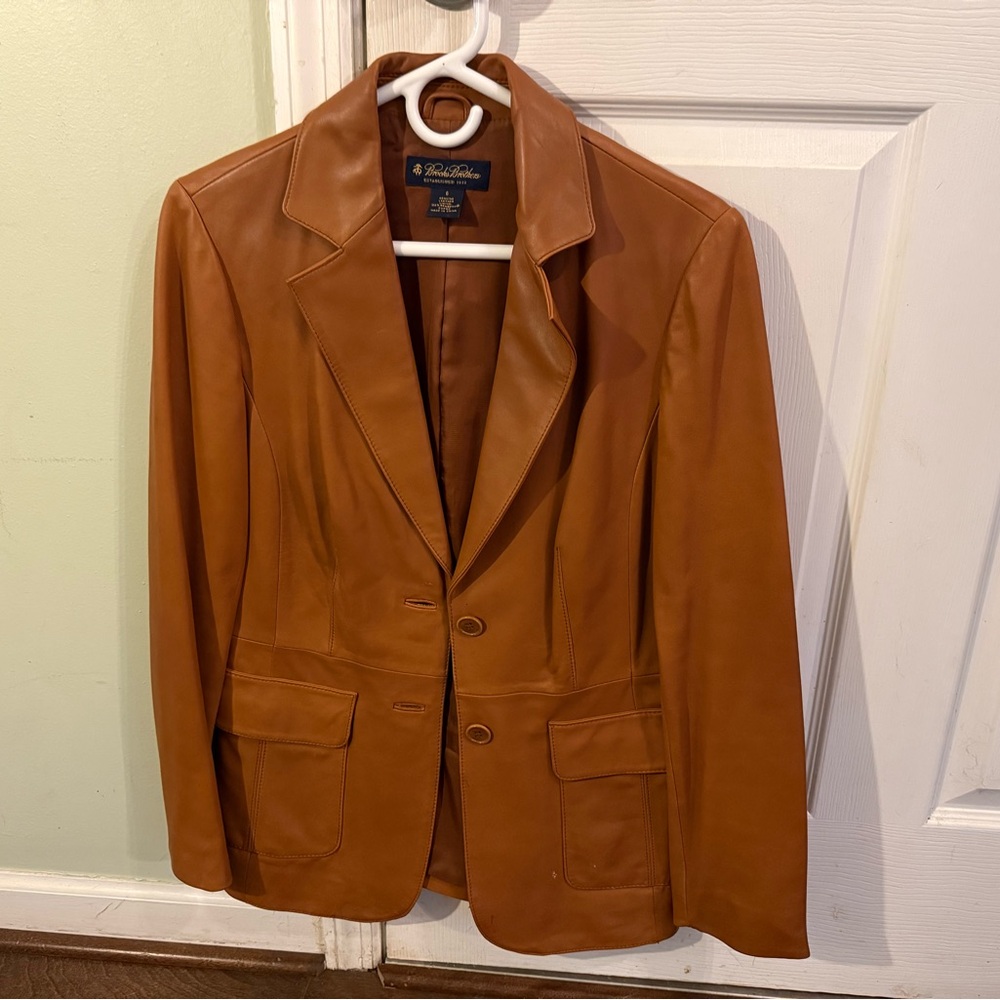 Brooks Brothers Brown Leather Women's Blazer